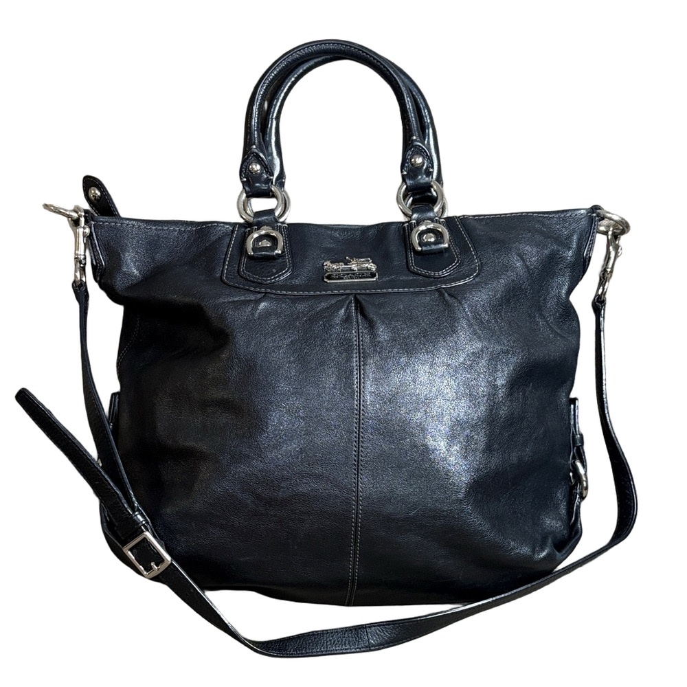 Coach Madison Black Leather Satchel  D1032 with Detachable Crossbody Strap